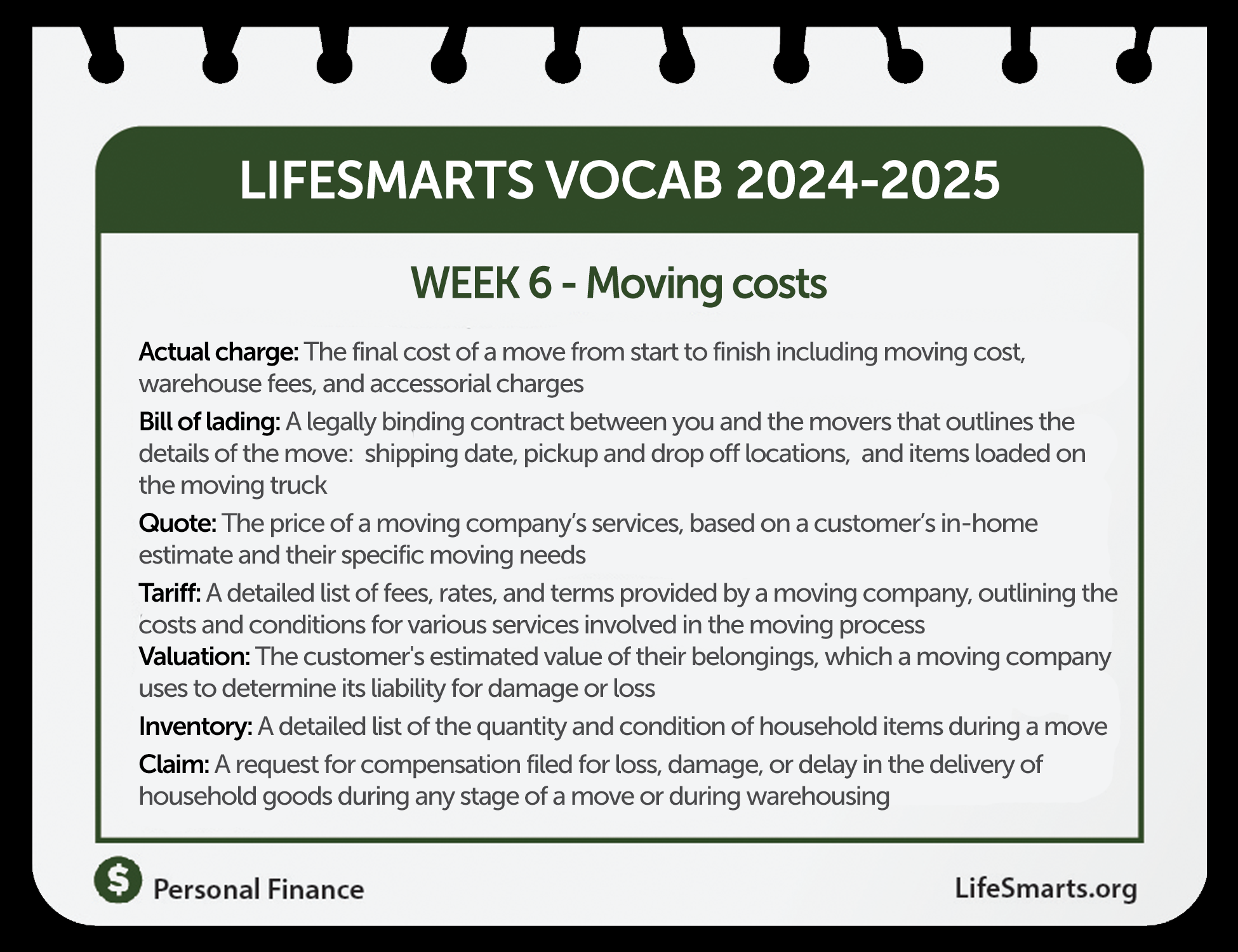 Content Vocabulary of the Week - LifeSmarts